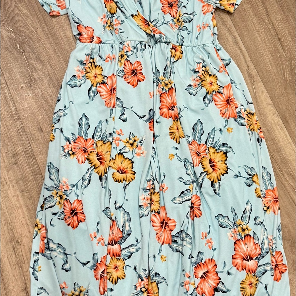 Pinkblush Orange Ruched Short Sleeve Midi Dress